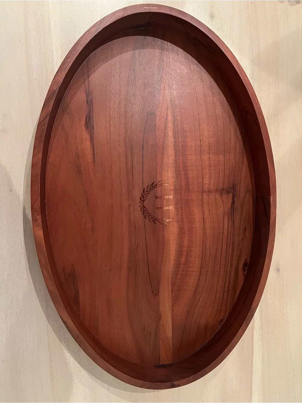 Mark & Graham Oval Wooden Serving Tray in Rich Brown (Initial H)